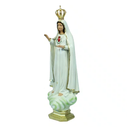 Imagem Nossa Senhora do Imaculado Coração de Fátima Resina Nacional com Coroa - 30 cm