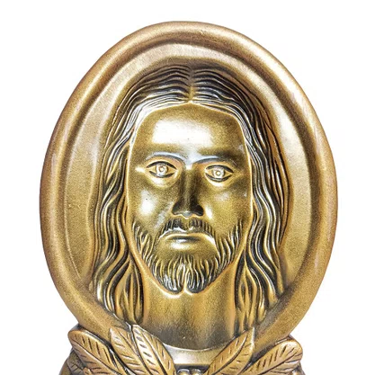 Imagem Olhar de Cristo 3D em Mármore com Pintura em Bronze 27 cm x 17 cm