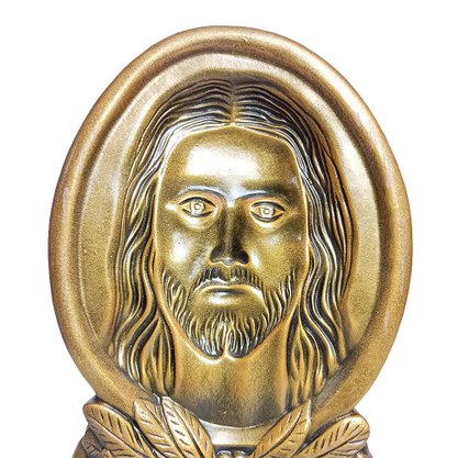 Imagem Olhar de Cristo 3D em Mármore com Pintura em Bronze 27 cm x 17 cm