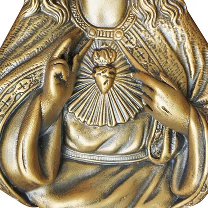 Imagem para Parede Sagrado Coração de Jesus em Mármore com Pintura em Bronze - 26 cm