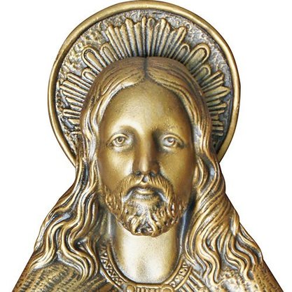 Imagem para Parede Sagrado Coração de Jesus em Mármore com Pintura em Bronze - 26 cm