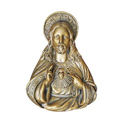 Imagem para Parede Sagrado Coração de Jesus em Mármore com Pintura em Bronze - 26 cm