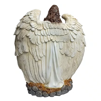 Imagem Presépio Anjo e Sagrada Família de Resina Nacional - 28 cm