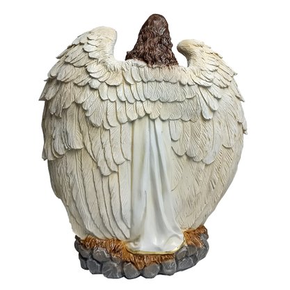 Imagem Presépio Anjo e Sagrada Família de Resina Nacional - 28 cm