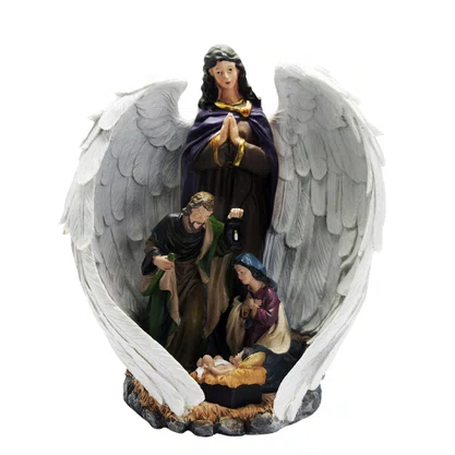 Imagem Presépio com Anjo de Resina Importada - 30 cm