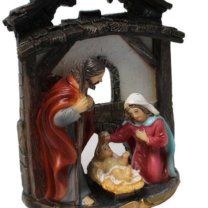 Cenário de Sagrada Família de Resina Importada - 11 cm