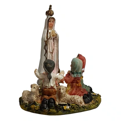 Imagem Resina Importada de Nossa Senhora de Fátima com Pastores - 7 cm