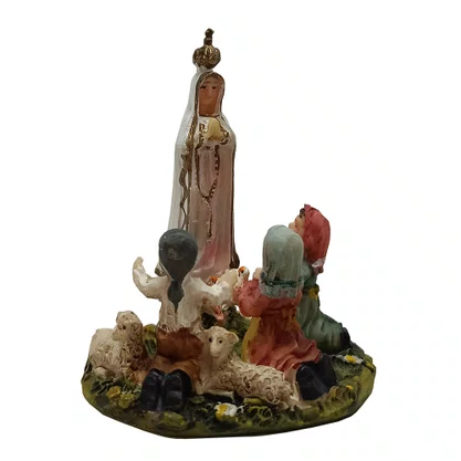 Imagem Resina Importada de Nossa Senhora de Fátima com Pastores - 7 cm