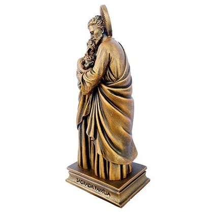 Imagem Sagrada Família em Mármore com Pintura em Bronze 28cm