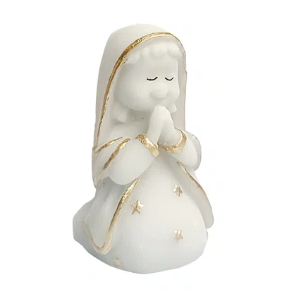 Imagem Sagrada Família Mini Presépio em Mármore Detalhe Dourado - 8 cm