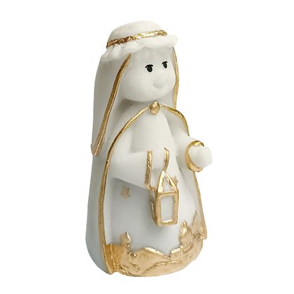 Imagem Sagrada Família Mini Presépio em Mármore Detalhe Dourado - 8 cm