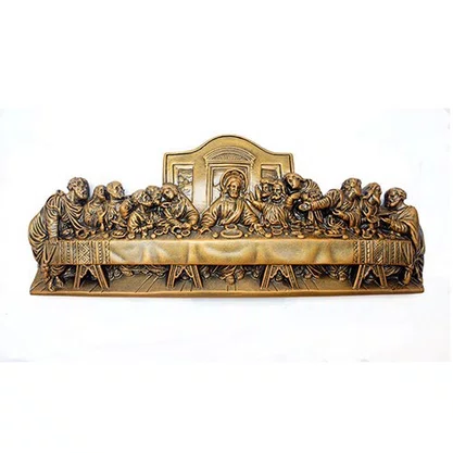 Imagem Santa Ceia em Mármore com Pintura em Bronze - 78 cm x 30 cm