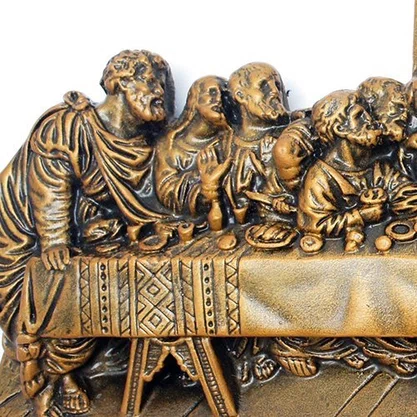 Imagem Santa Ceia em Mármore com Pintura em Bronze - 78 cm x 30 cm