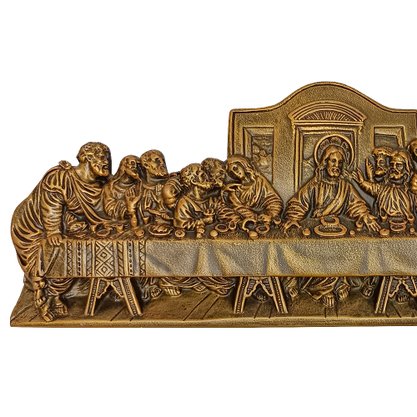 Imagem Santa Ceia em Mármore com Pintura em Bronze - 78 cm x 30 cm