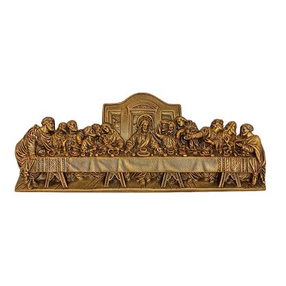Imagem Santa Ceia em Mármore com Pintura em Bronze - 78 cm x 30 cm