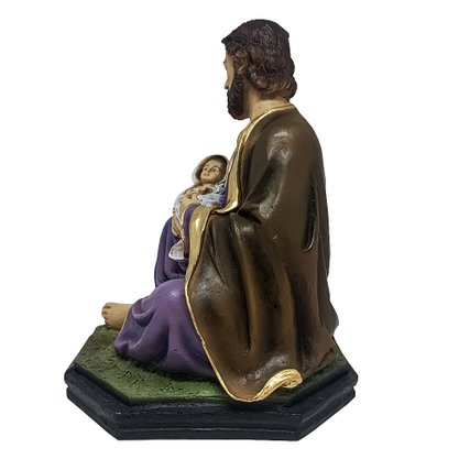 Imagem São José Sentado Com Menino Jesus no Colo de Resina Nacional - 21 cm
