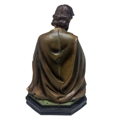 Imagem São José Sentado Com Menino Jesus no Colo de Resina Nacional - 21 cm