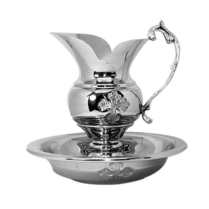 JARRA COM CRUZ GRAVADA E BACIA COLONIAL PRATA P