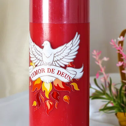 Kit 7 Dons do Espírito Santo 7 Velas Pentecostes Vermelhas Adesivo