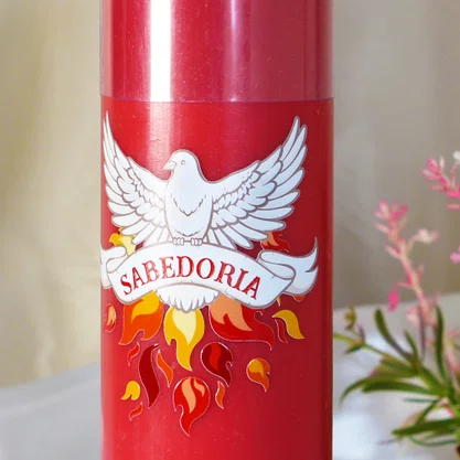 Kit 7 Dons do Espírito Santo 7 Velas Pentecostes Vermelhas Adesivo