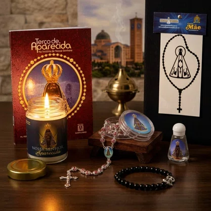 Kit Devocional de Nossa Senhora Aparecida - 5 Peças + 1 Brinde 