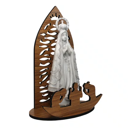 Kit Imagem Mármore de Nossa Senhora Aparecida Oratório Mesa - 20 cm