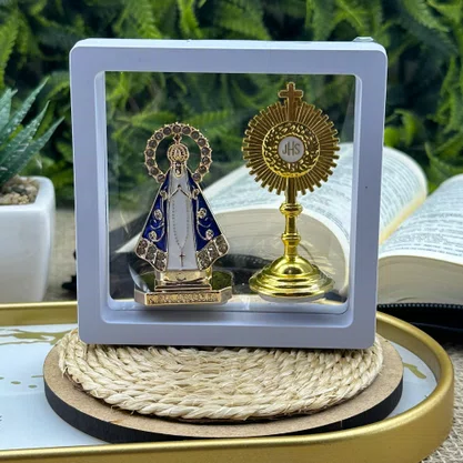 Kit Ostensório + Mini Imagem de Nossa Senhora Aparecida Plástico