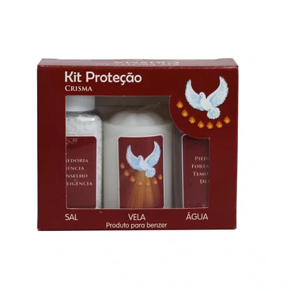 Kit Proteção Água Sal e Vela Crisma