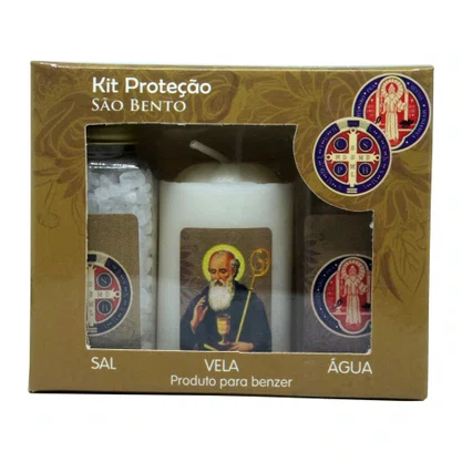 Kit Proteção Água Sal e Vela de São Bento