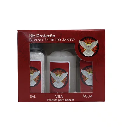 Kit Proteção Água Sal e Vela Divino Espirito Santo