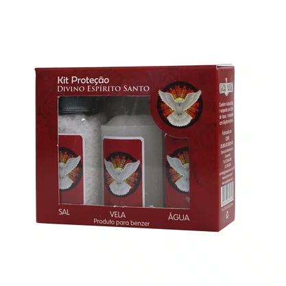 Kit Proteção Água Sal e Vela Divino Espirito Santo