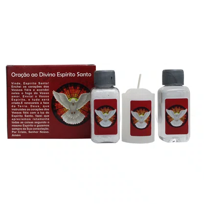 Kit Proteção Água Sal e Vela Divino Espirito Santo