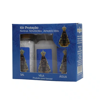 Kit Proteção Água Sal e Vela Nossa Senhora Aparecida