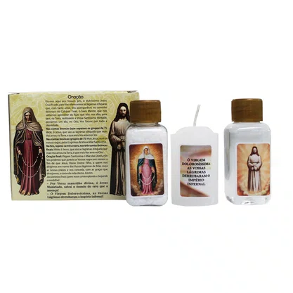 Kit Proteção Água Sal e Vela Nossa Senhora das Lágrimas