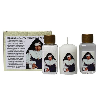Kit Proteção Água Sal e Vela Santa Dulce dos Pobres