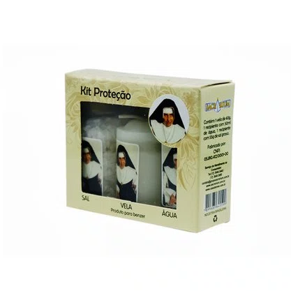 Kit Proteção Água Sal e Vela Santa Dulce dos Pobres