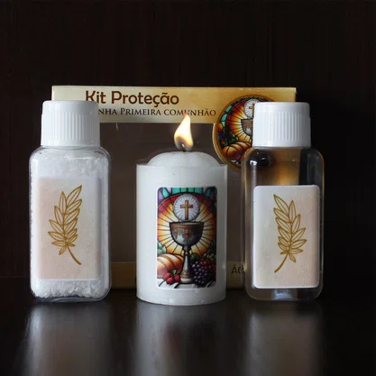Kit Proteção Água Sal Vela 1°Eucatistia