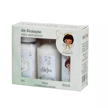 Kit Proteção Água Sal Vela Batismo