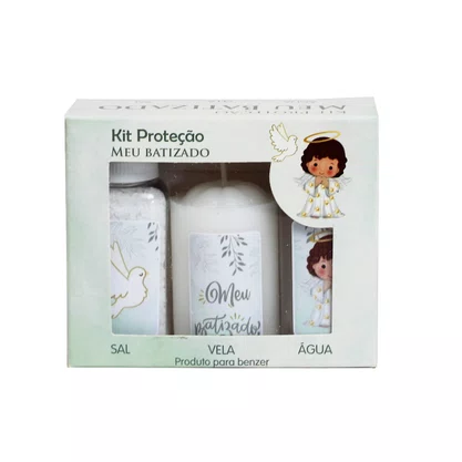 Kit Proteção Água Sal Vela Batismo
