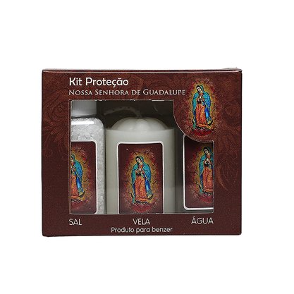 Kit Proteção Água Sal e Vela Nossa Senhora de Guadalupe