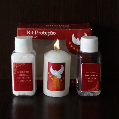 Kit Proteção Água Sal e Vela Crisma