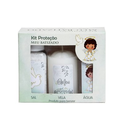 Kit Proteção Água Sal Vela Batismo