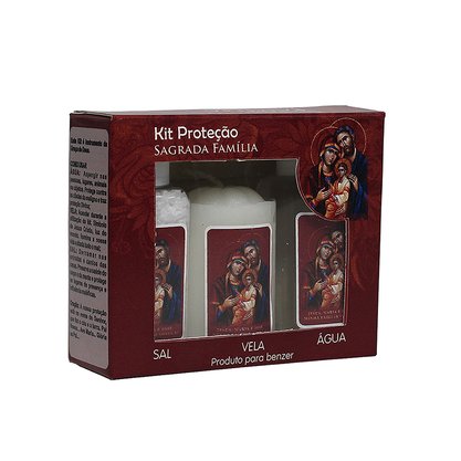 Kit Proteção Água Sal e Vela da Sagrada Familia