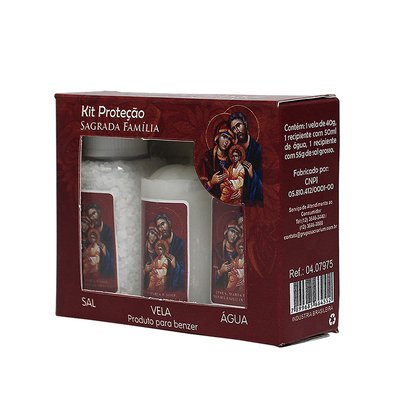 Kit Proteção Água Sal e Vela da Sagrada Familia