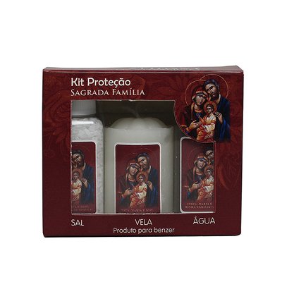 Kit Proteção Água Sal e Vela da Sagrada Familia