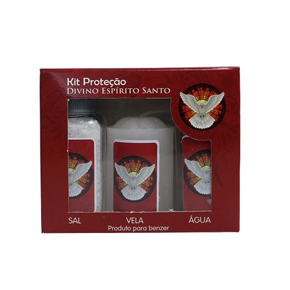Kit Proteção Água Sal e Vela Divino Espirito Santo