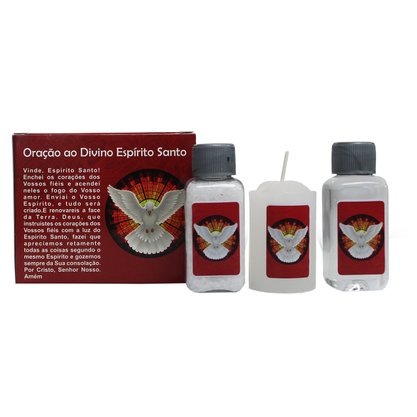 Kit Proteção Água Sal e Vela Divino Espirito Santo