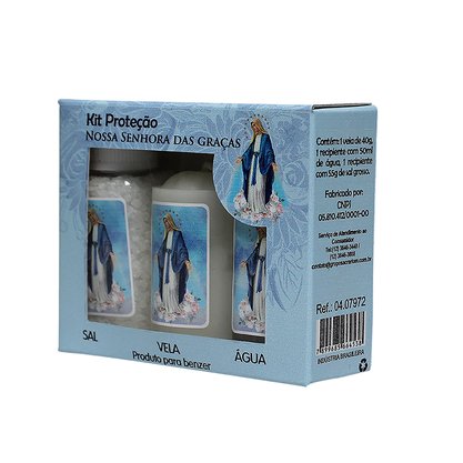 Kit Proteção Água Sal e Vela Nossa Senhora das Graças