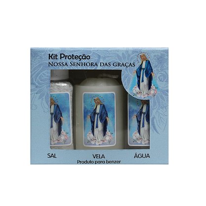 Kit Proteção Água Sal e Vela Nossa Senhora das Graças