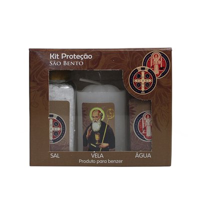 Kit Proteção Água Sal e Vela de São Bento